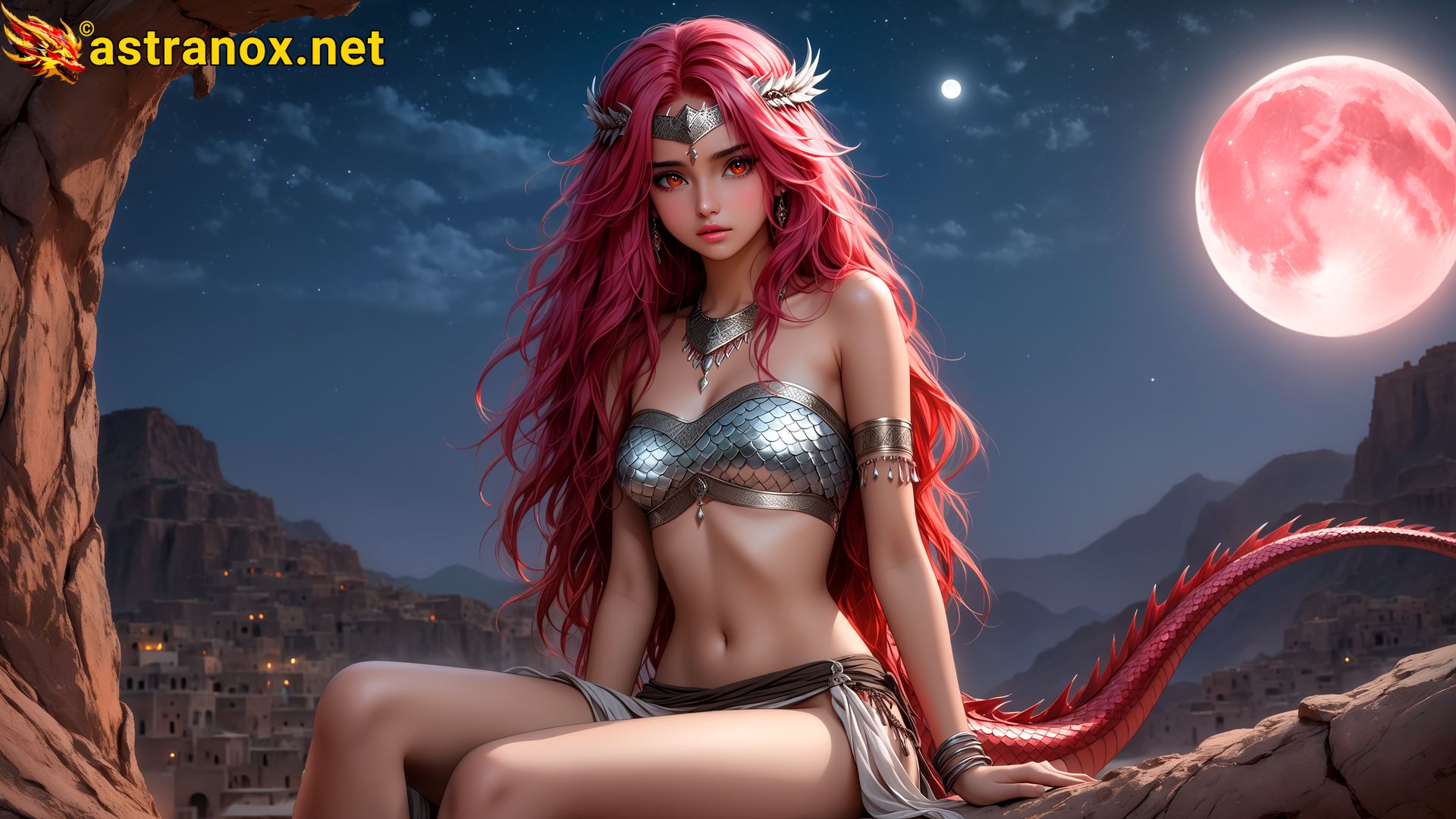 Amazing Young Female  at  - Download Free 4K Wallpaper Fantasy wallpaper with  Eyes and  Hair.