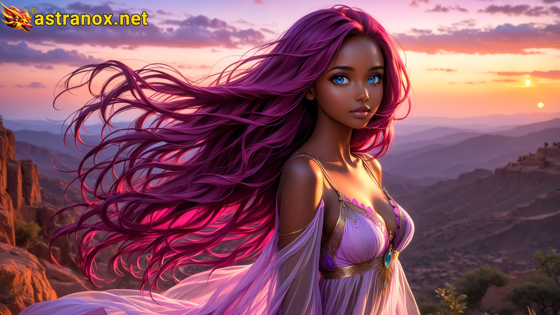 Amazing Young Female  at  - Download Free 4K Wallpaper Fantasy wallpaper with  Eyes and  Hair.