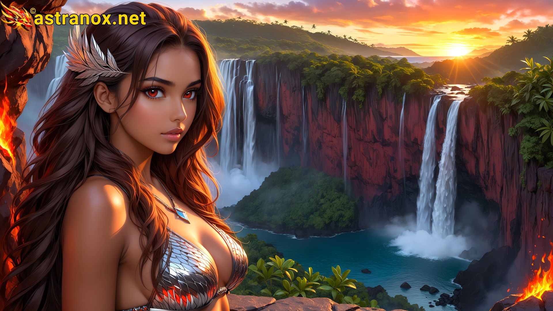 Amazing Young Female  at  - Download Free 4K Wallpaper Fantasy wallpaper with  Eyes and  Hair.