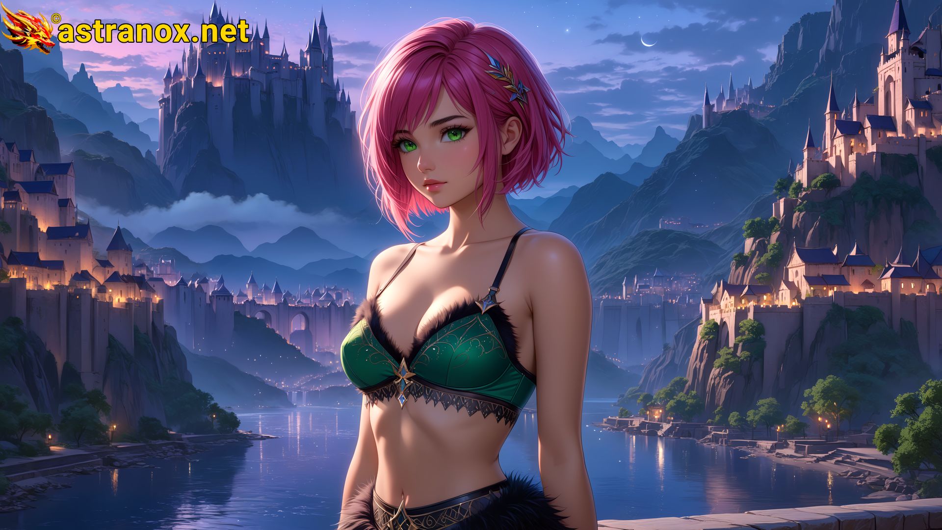 Amazing Young Female  at  - Download Free 4K Wallpaper Fantasy wallpaper with  Eyes and  Hair.