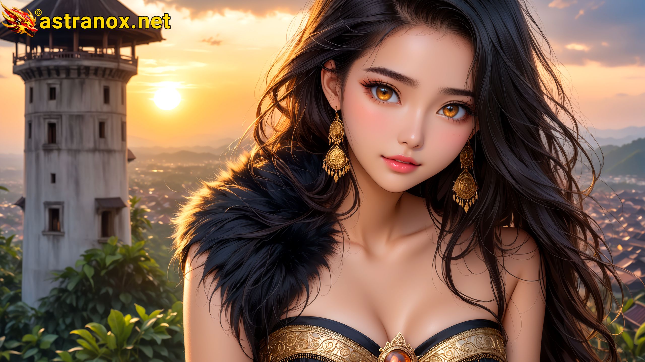 Amazing Young Female  at  - Download Free 4K Wallpaper Fantasy wallpaper with  Eyes and  Hair.