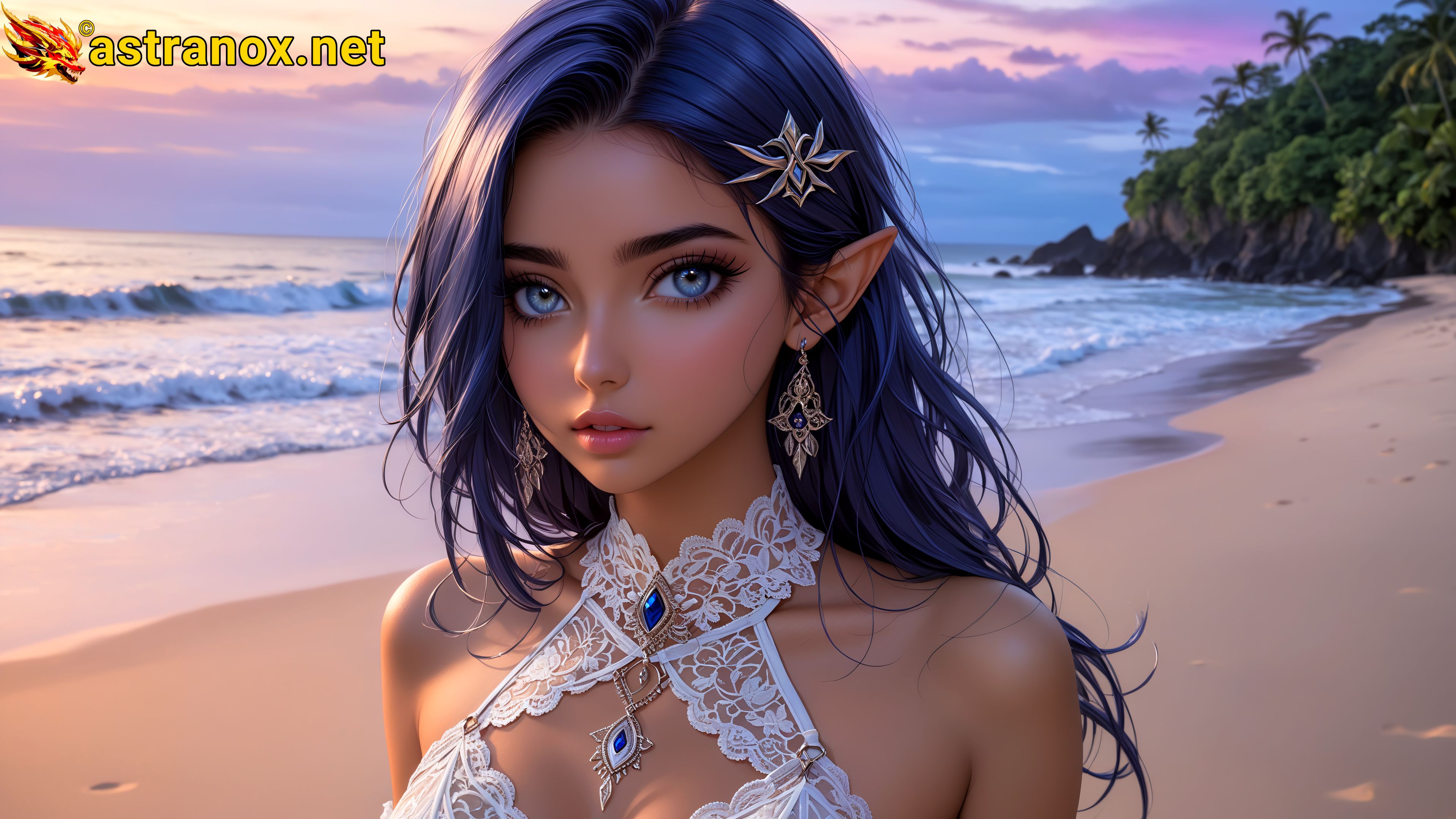 Amazing Young Female  at  - Download Free 4K Wallpaper Fantasy wallpaper with  Eyes and  Hair.