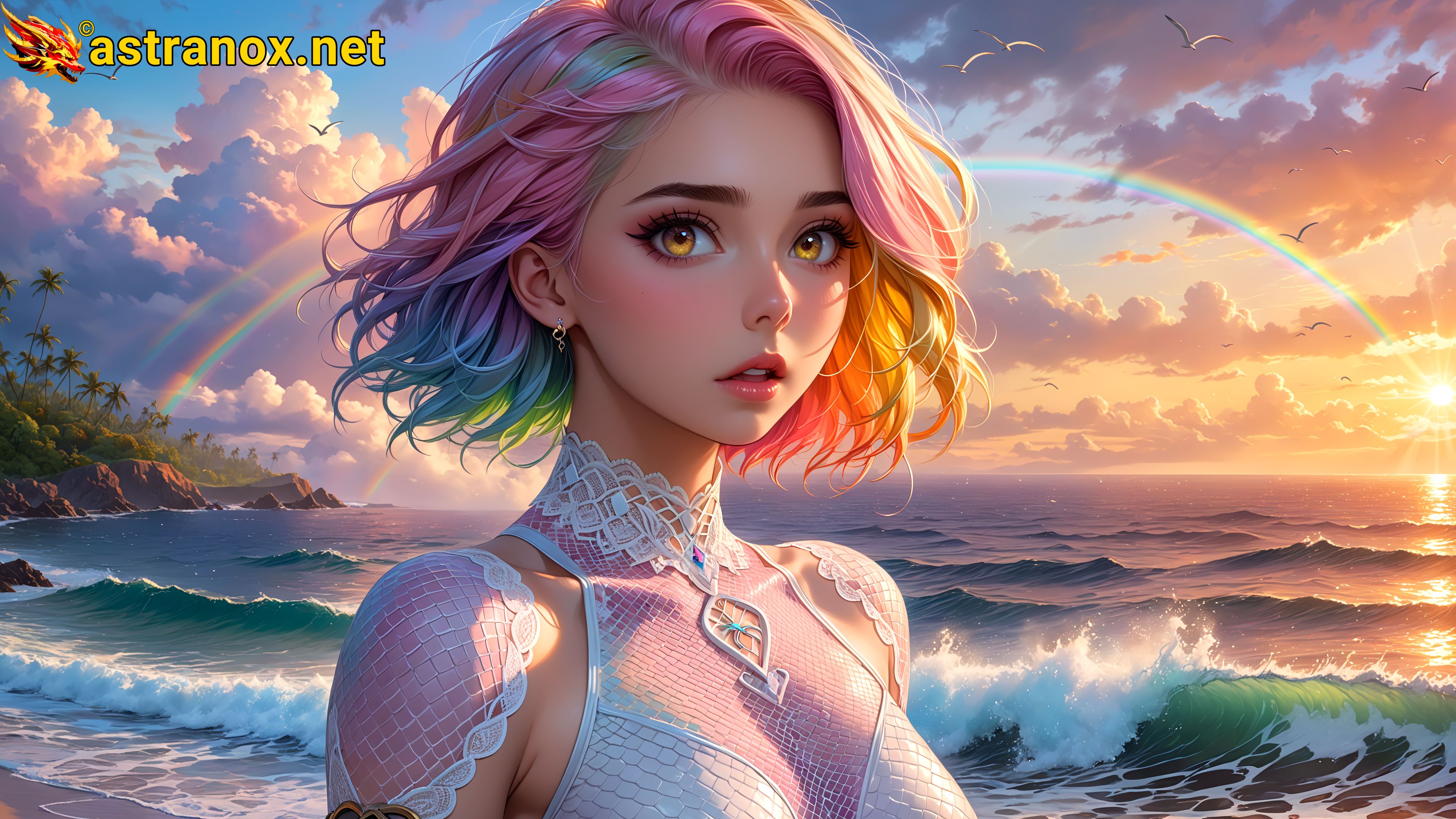 Amazing Young Female  at  - Download Free 4K Wallpaper Fantasy wallpaper with  Eyes and  Hair.