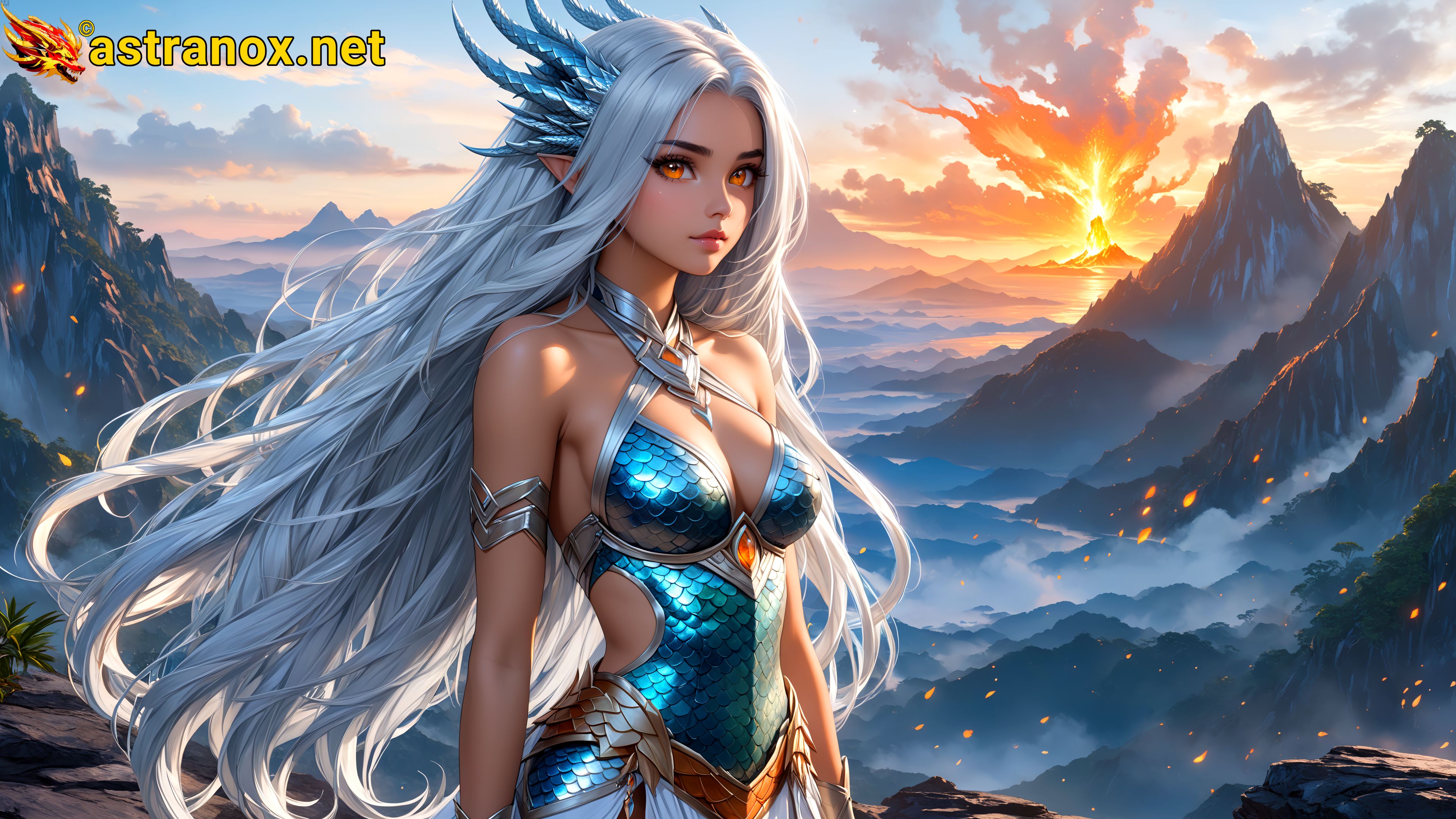 Amazing Young Female  at  - Download Free 4K Wallpaper Fantasy wallpaper with  Eyes and  Hair.