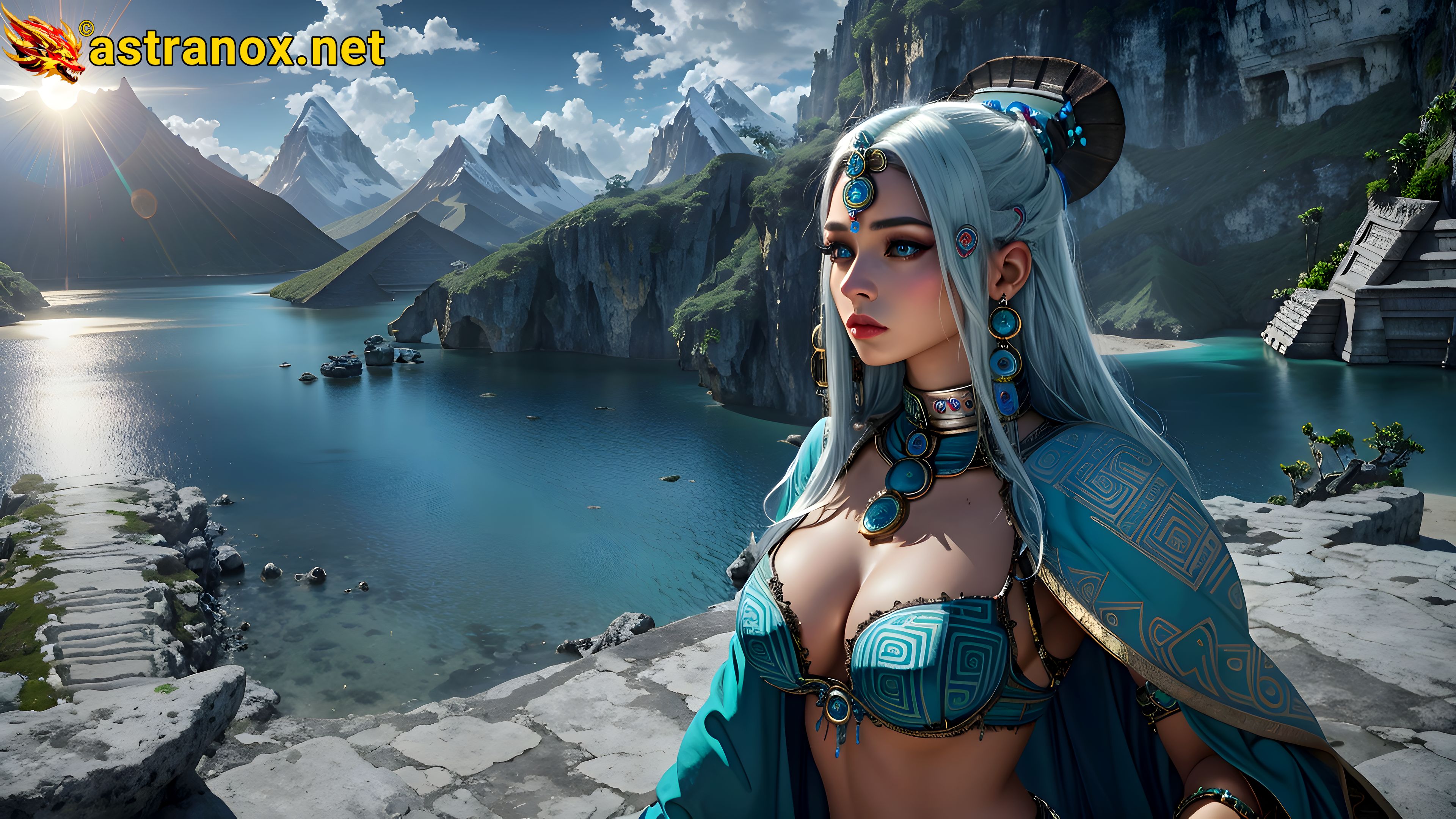 Enchanting woman in a fantasy landscape - 4K wallpaper blending reality and enchantment Astranox