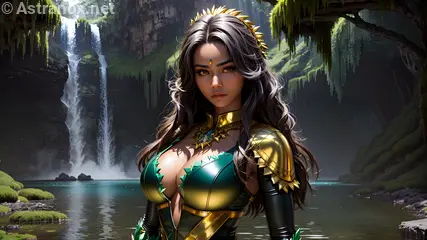 Enchanting 4K Wallpaper of a Sorceress by the Lagoon at Dawn – Sorcery and Magic Fantasy Art