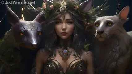 Mysterious portrait of a female Druid with striking grey eyes and flowing beach wave grey hair in a captivating landscape. Explore a world of fantasy, mystery, and enchantment with this 4K fantasy portrait