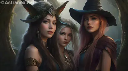 Enchanting Sorceress, Witch, and Druid in a Fantasy Forest - 4K Wallpaper