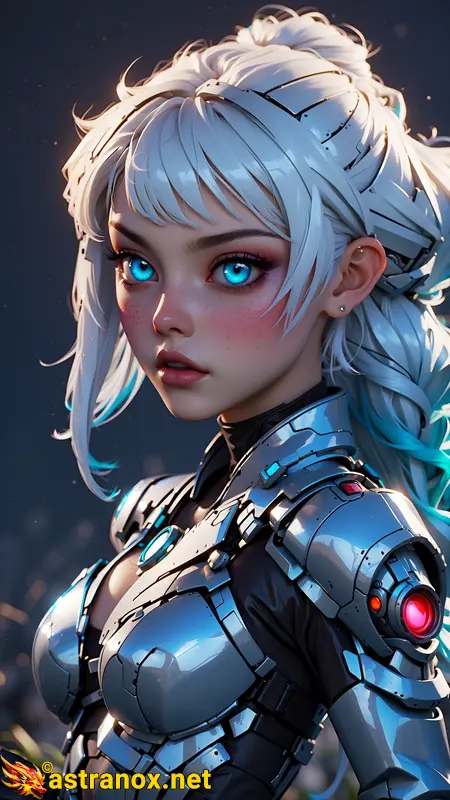 A female Cyborg Druid in a wasteland of tech and cyber parts. Sophisticated, alluring, advanced; she commands nature's forces and isn't weak. Futuristic fashion blends tech and fabrics with neon lights highlighting curves. Beware her beauty - few dare cross her. Astranox