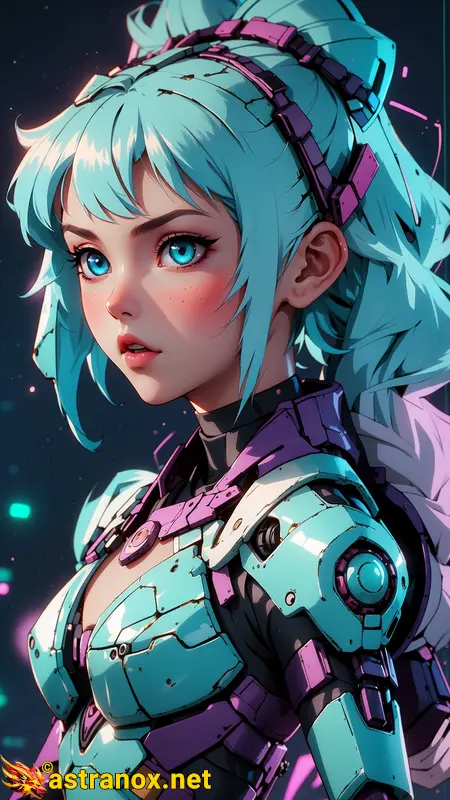 Futuristic cyborg Enchantress stands before cybernetic zoo in breathtaking 4K wallpaper. Cybernetically enhanced animals housed in neon-lit enclosures and advanced futuristic fashion exhibits. Perfect for anime lovers, dark fantasy fans, or those who appreciate technology's potential to enhance our world. Astranox