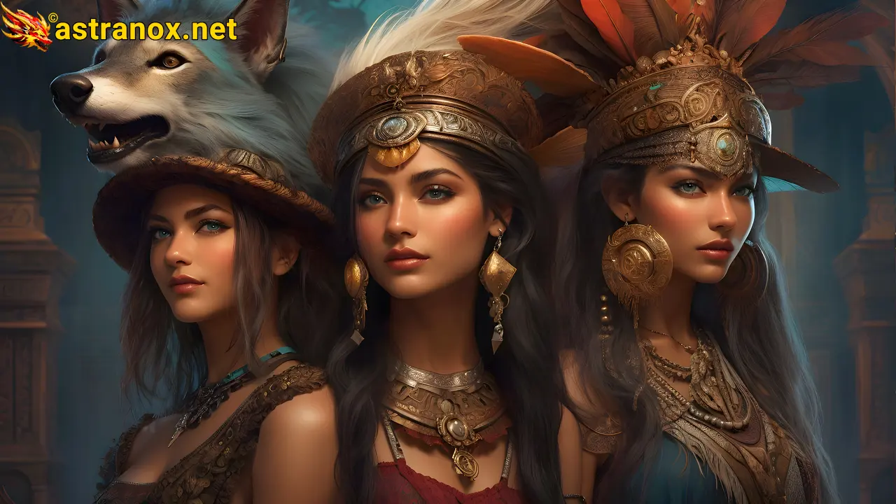 Enchanting 4K Wallpaper: Three captivating female characters in a mesmerizing scene Astranox